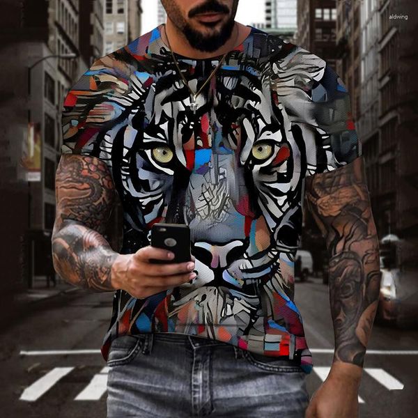 Herren T -Shirts Sommer Fashion Graphic Animal Tiger für Männer/Frauen lässig 3D -Print Tee Hip Hop Harajuku Persönlichkeit Kurzarm