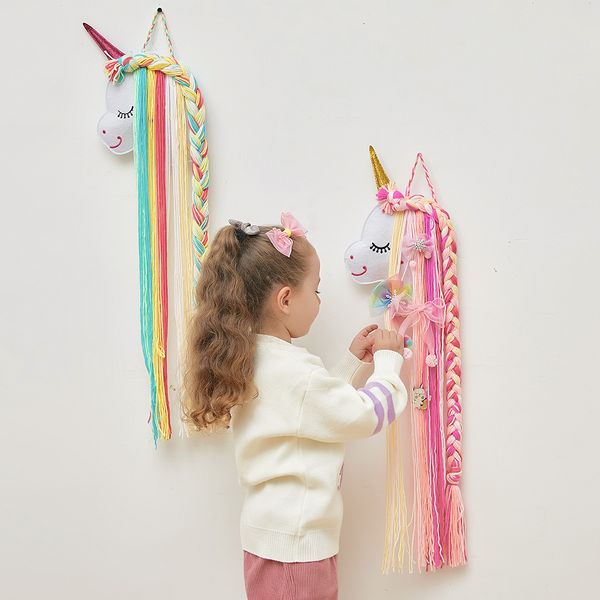 Dekorative Objekte Figuren Einhorn Haarschmuck Organizer Haarnadel Haarspange Halter Aufbewahrung Dekor Aufhänger Streifen Mädchen Zimmer Dekor 230804