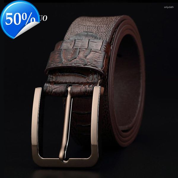 Cintos 3.8cm Moda Luxo Jacaré Grão Homens Cinto Fivela Genuína Cinta De Couro Masculino Vintage Cinto Macho Cowboy