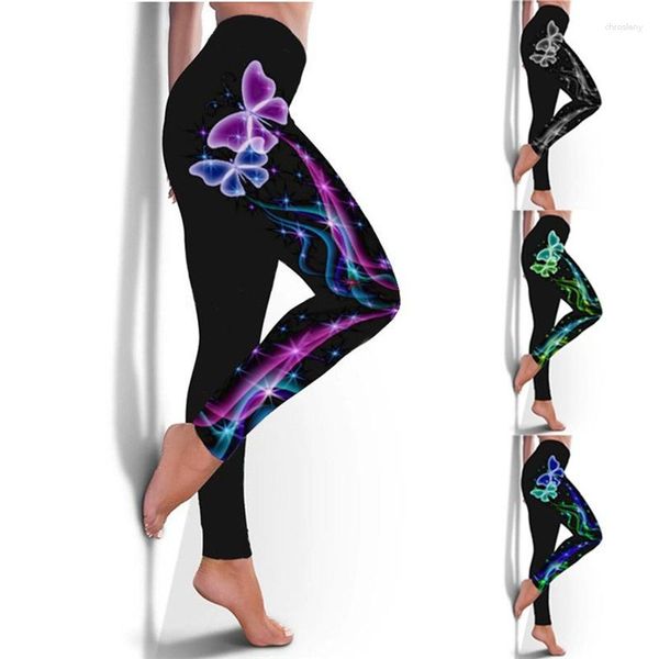 Pantaloni attivi 1PC Leggings senza cuciture Moda donna Stampa farfalla Yoga Leggings a vita alta Push Up Sport Energy Workout Leggins