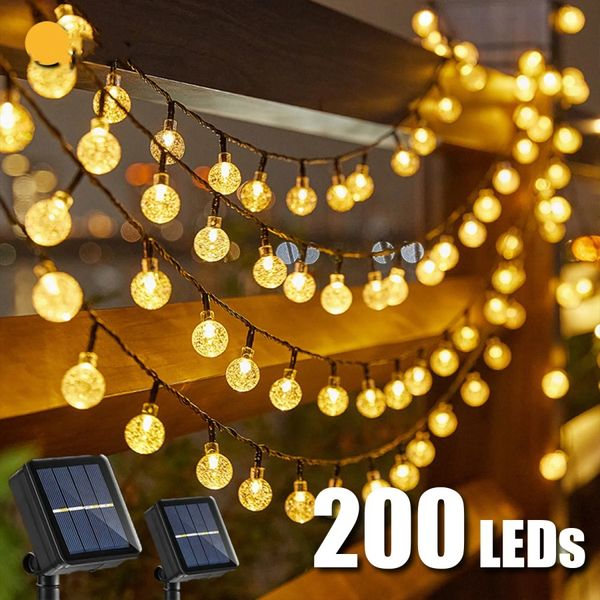 LED Solar Licht String Im Freien Wasserdichte Weihnachten Dekoration 200led Kristall Ball Camping Fee Girlande Garten Party Lampe