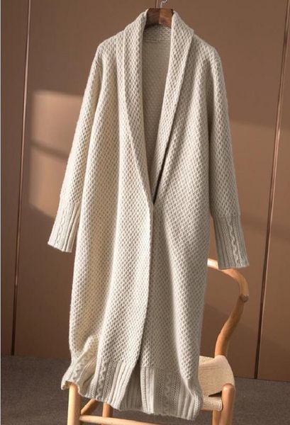 Maglioni da donna Cardigan lungo in cashmere lungo casual Top da donna Cappotto maglione allentato vintage Maglione oversize solido Abiti di moda