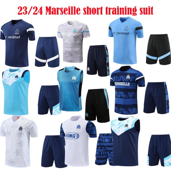 2023 Marseilles Trainingsanzüge Kurze Ärmel Weste Fußballtrikots Trainingsanzug 23 24 Neues Marseille Chandal Futbol Maillot de Fußballtrikot