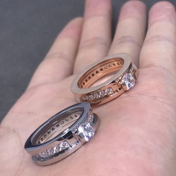 Anelli a grappolo Pietra principale di moda di alta qualità Due tipi di anello coppia francese Gioielli da sposa Regali per uomini e donne a San Valentino