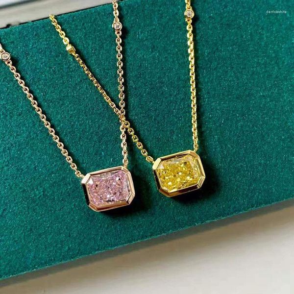 Anhänger Halsketten Mode Zarte Funkelnde Zirkonia Halskette Gelbgold Farbe Pullover Schlüsselbein Kette Charme Schmuck