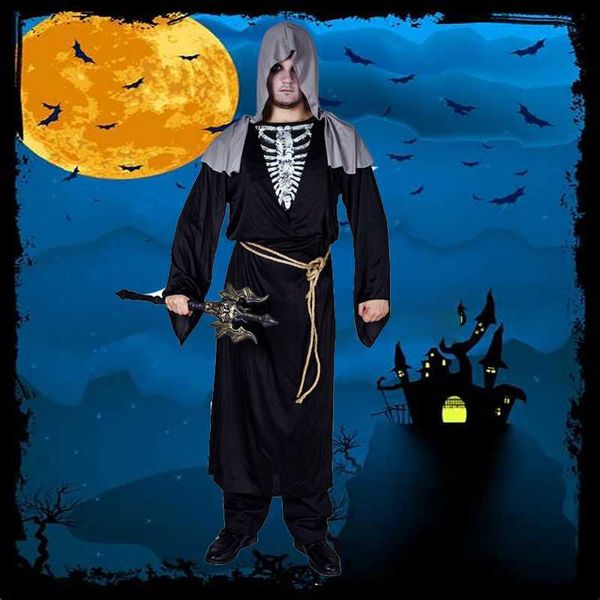 Thema Kostüm Männer Grim Reaper Come Cosplay Scary Skeleton Kleidung Dress Up Erwachsene Halloween Party Purim Comes L230804