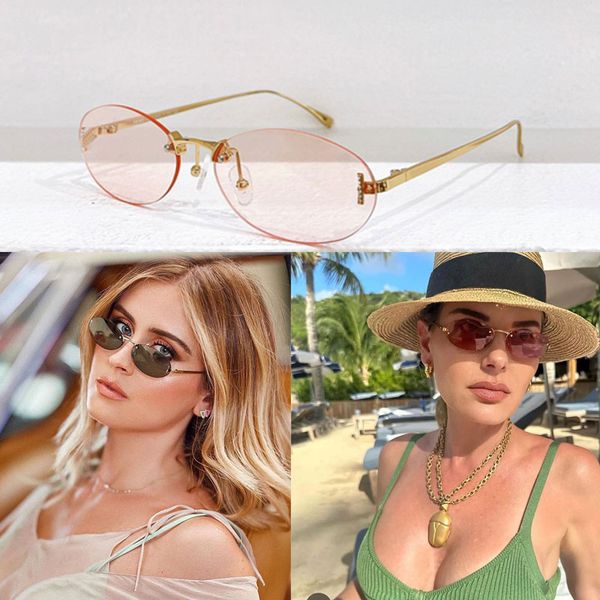Modedesigner-Damen-Oval-Sonnenbrille, hergestellt in Italien, mit Kristall-Micro-F-Design, klassische Damen-Sonnenbrille mit kleinem Rahmen, sexy Damen-Sonnenbrille 40046. Occhiali da sole ovali