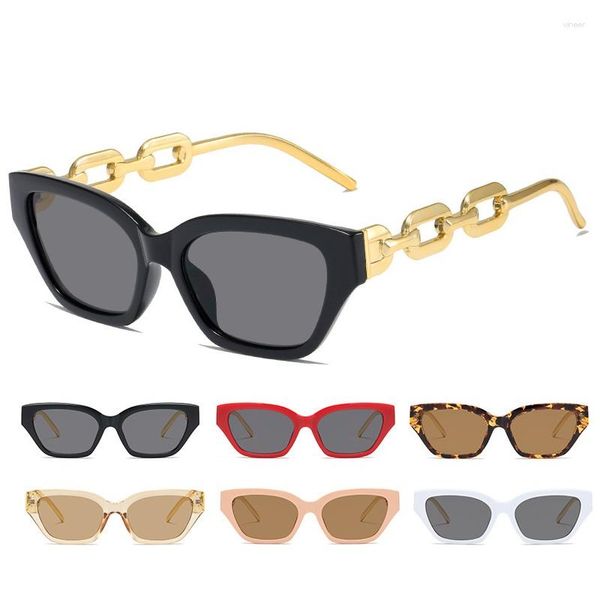 Óculos de Sol Atacado Designer de Marca Armação Olho de Gato Feminino Funky Elegante Corrente de Liga Óculos de Sol Óculos de Sol Retro UV400