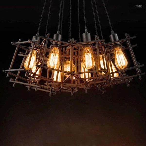 Pendelleuchten 1 Kopf Eisendraht Vintage Nordic Industrie Beleuchtung Retro Loft Edison Lichter für Wohnzimmer Restaurant