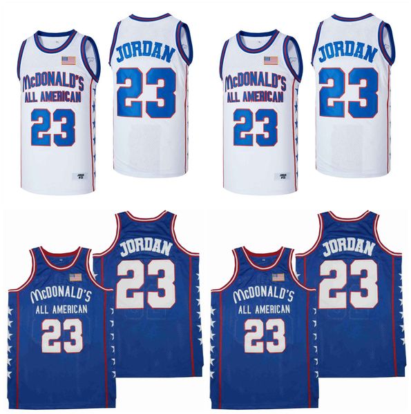 SL 23 Michael Jor Dan McDonalds All American Basketball Jersey Blue Size S-xxl