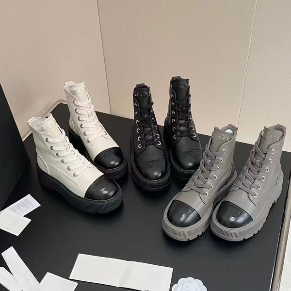 Estação europeia 2024 nova primeira camada de couro sapatos altos amarrados cabeça redonda sola grossa sapatos casuais moda maré martin botas 055