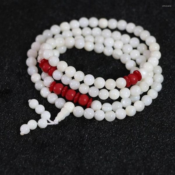 Strand beyaz kabuklu kabuk çok katmanlı 6mm 108 yuvarlak gevşek boncuklar ile renkli aralayıcı moda diy bileklik b792