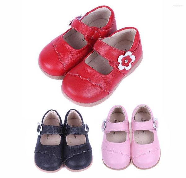 Scarpe piatte stile vera pelle bambini principessa primavera e autunno fiore rosso baby GIRL'S STUDENT'S Kinderg