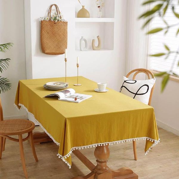 Toalha de Mesa Retangular Nórdica Almofada de Linho e Algodão Amarelo Café Decoração Festa de Casamento Cinza