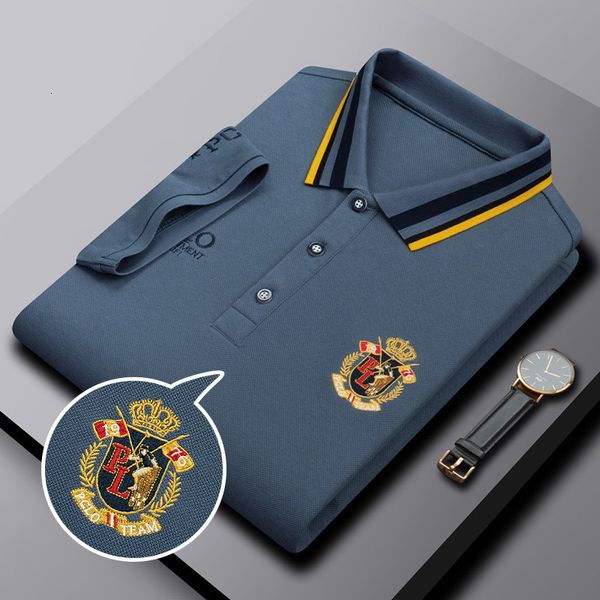 Herren Polos Ankunft Europäischer Luxus Polo Herren Sommer Hochwertiges 100 Baumwolle Revers besticktes maßgeschneidertes T-Shirt 8 Farben 230804