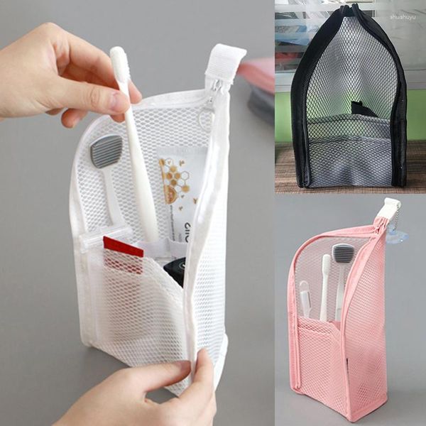 Depolama torbaları 1 adet temizleme malzemeleri Sıralama Diş fırçası diş macunu çantası örgü fermuar makyaj fırçası katlanır seyahat