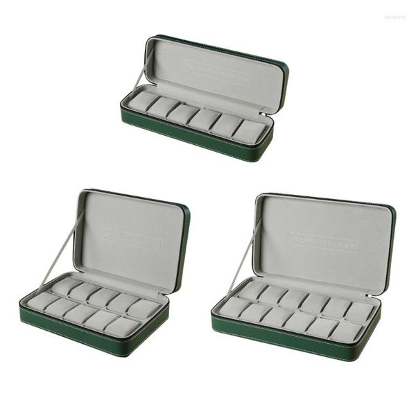 Uhrenboxen Green Box Cases 6/10/12 Slot Portable Travel Zipper Bag Collector