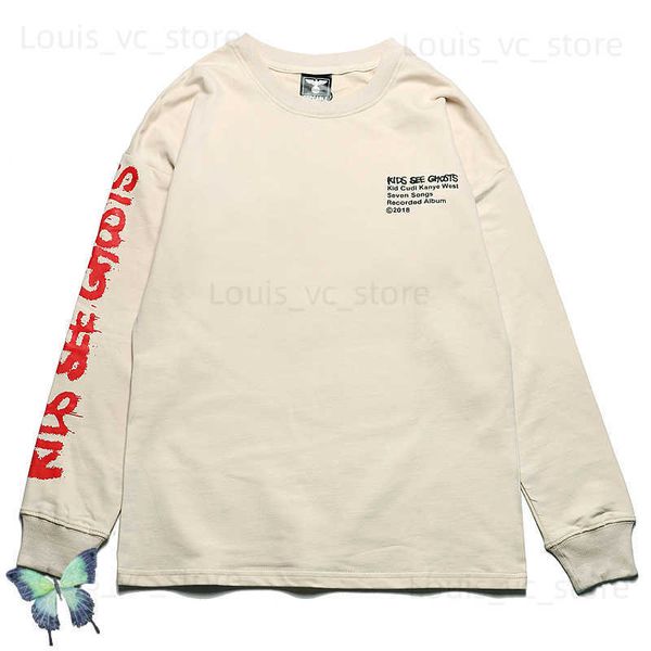 2022 Khaki Kids See Ghosts Langarm-T-Shirt T230806