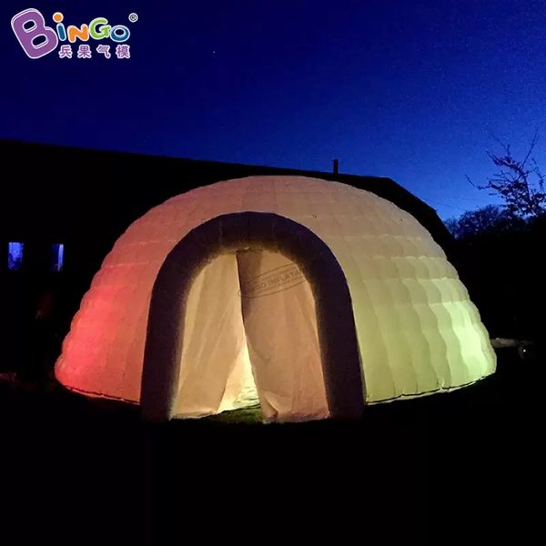 Venda por atacado 6x6x4.5mH barraca de feira inflável branca cúpula adicionar luzes para festa ao ar livre decoração de eventos brinquedos esportes
