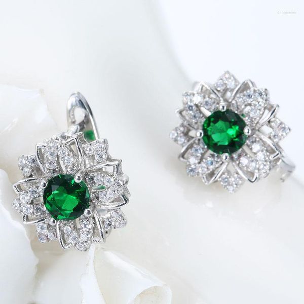 Brincos de luxo flor de pedra cheia de vidro verde para mulheres moda joias presente festa e amiga irmã