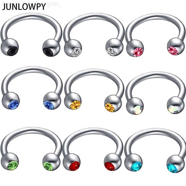 Anéis de nariz Studs JUNLOWPY Mix 10 cores pçs Piercing Nose Ring 16G Helix Piercing Lip Eyebrow Bar Body Jewelry Tragus Hoop Brinco Sexy Feminino L230806