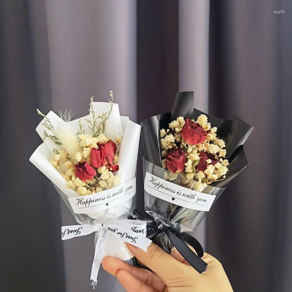 Flores decorativas mini flores secas presentes de aniversário de casamento para pequenos convidados buquê de rosas presente feliz dia das mães faça você mesmo chá de panela favorito