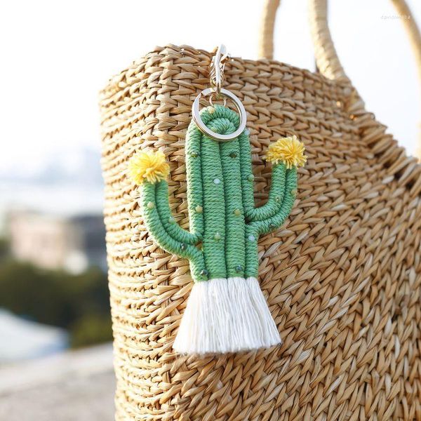 Клавки зеленые кактусы Keyrings Fashion Caremaking Boho автомобиль для рюкзака творческий вязаный вязание