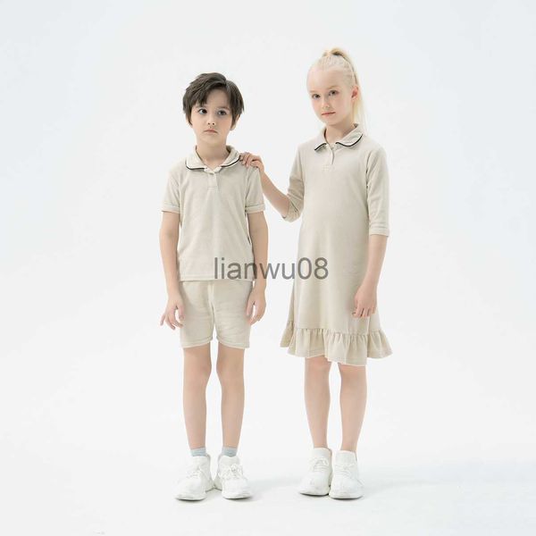 Mädchenkleider Frotteestoff 2023 Mädchen- und Jungenkleidung Outfit Kinderkleid Jungen Set und Hemd Babyspielanzug x0806