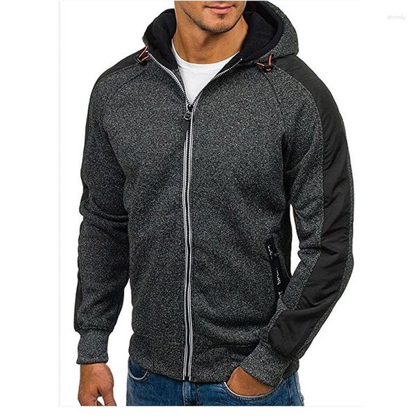 Felpe con cappuccio da uomo Taglia europea Felpa con cappuccio casual Uomo Giacca slim Primavera 2023 Moda giovanile Cardigan da uomo Felpa con cappuccio Cappotto Grigio Nero