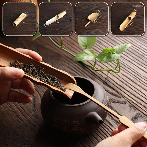 Colheres de chá 1 PC Colher de Bambu Natural Estilo Chinês Retro Ferramentas de Madeira Colher de Chá Pá Utensílios de Chá Acessórios de Cozinha