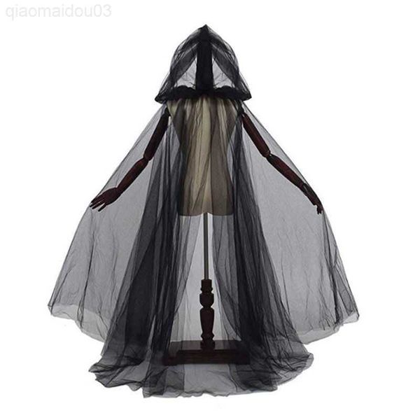 Themenkostüm Come Long Ghost Cape Vampir Come für Frauen Mädchen Come Zubehör Halloween Party Schwarz Weiß Cape Cosplay Hexe Tod L230804