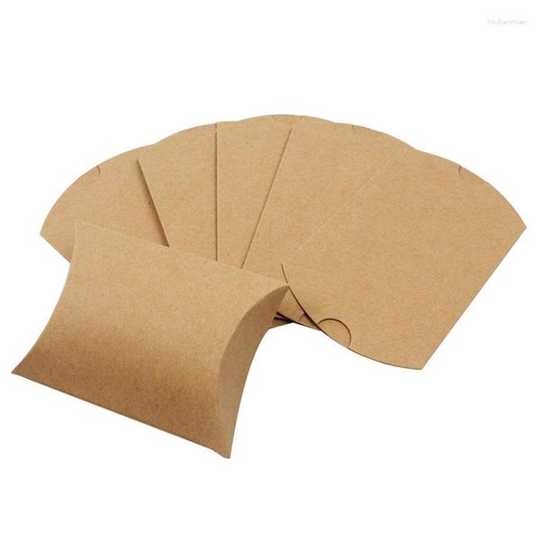 Hediye Sargısı 10 PCS Yastık Şeker Kutuları Kraft Paper Noel Paket Kutusu Festival Çantaları Düğün Doğum Günü