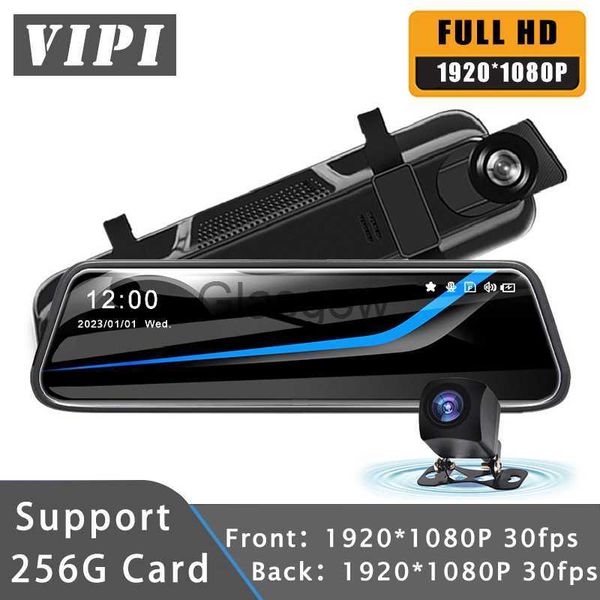 Car DVRS 10 -дюймовый автомобильный DVR зеркальный IPS Сенсорный экранно -экрановый поток заднего вида заднего вида Dash Cam Mirror Dual Len Car Camera Dashcam Drive Recorder FHD1080P x0804 x0804