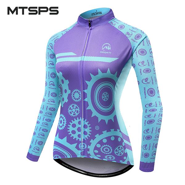 Radfahren Shirts Tops MTSPS Frauen Radfahren Jersey Mtb Fahrrad Kleidung Ciclismo lange ärmel Jersey straße reiten hemd rennrad radfahren kleidung 230804