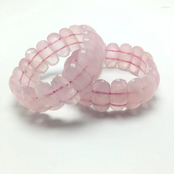 Strand Wholesale 12X25MM Feminino Natural Rosa Quartzo Chakra Pulseiras Geometria Longa Frisada Cristal Pedra Envoltória Pulseira Pulseira Elástica