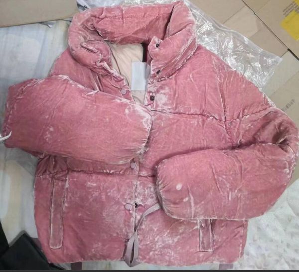 Piumini invernali morbidi e spessi da donna parka con collo in piedi parka da donna di colore rosa vestiti corti caldi