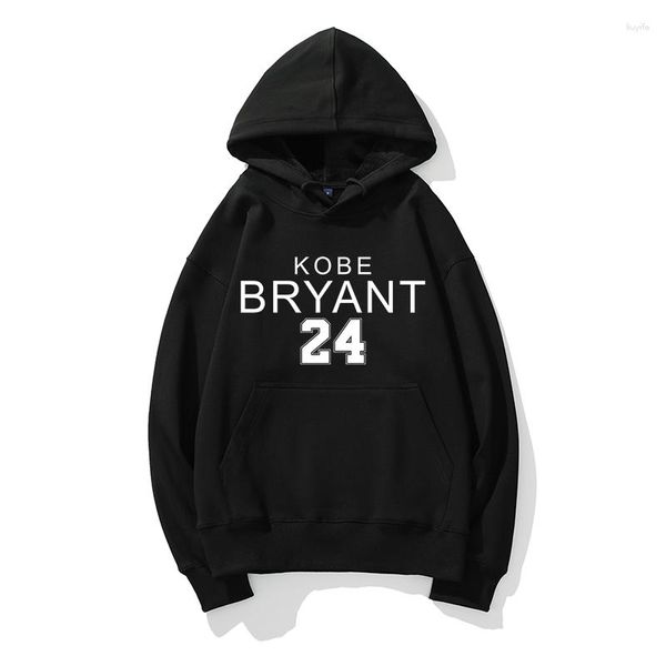 Erkek Hoodies 24 Sayı Katı Hoodie Basketbol Moda Sweatshirt Street Uzun Kollu Üstler Sıradan Harajuku Stil