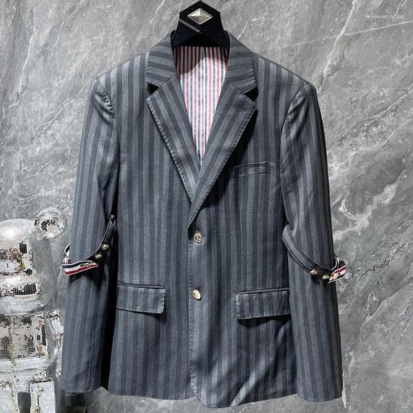 Ternos masculinos italiano Baile de formatura masculino listrado Chaqueta Hombre 2024 outono vintage formal negócios