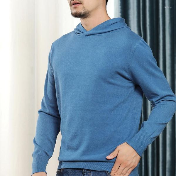 Maglioni da uomo Felpa con cappuccio in cashmere da uomo con cappello Maglioni lavorati a maglia caldi Uomo 2023 Manica lunga autunno e inverno