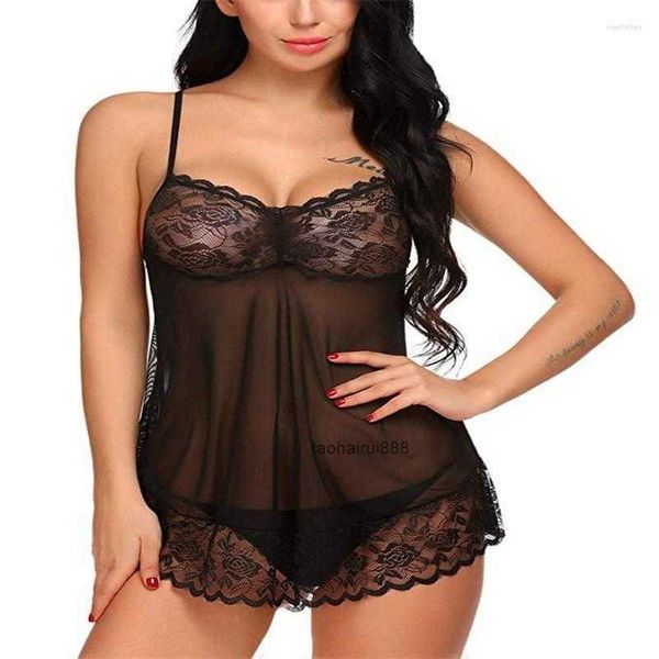 Pijamas femininos Lingerie de renda Roupa íntima europeia americana Moda Tule Vestido Lingerie Camisola Sexy Pijamas