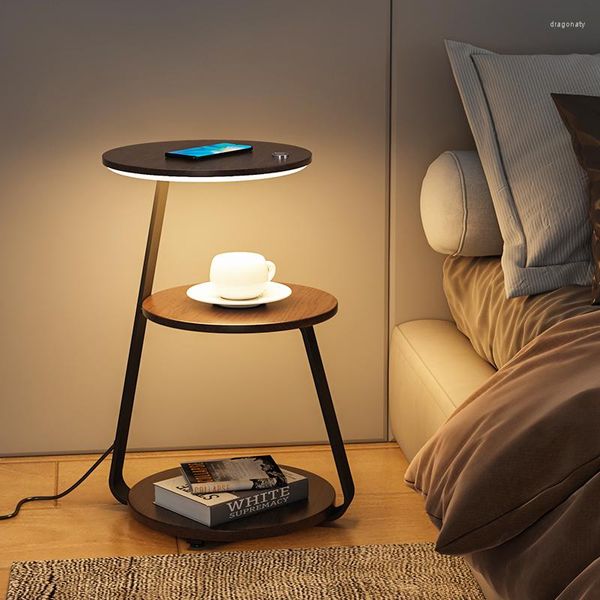 Lampade da terra Ricarica lampada da tavolo da caffè in camera Divano laterale Storage Meuble Protezione intelligente degli occhi Comodino Wireless