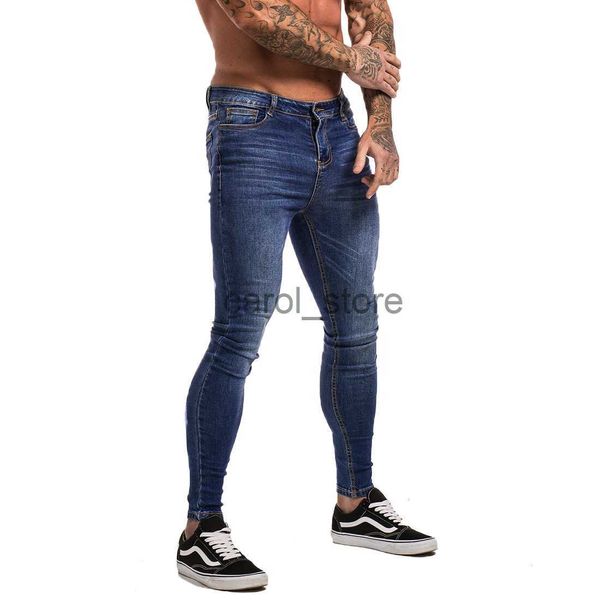 Jeans masculino Gingtto Blue Jeans Slim Fit Super Skinny Jeans para homens Street Wear Hio Hop Tornozelo Corte justo ao corpo Tamanho grande Stretch zm05 J230806