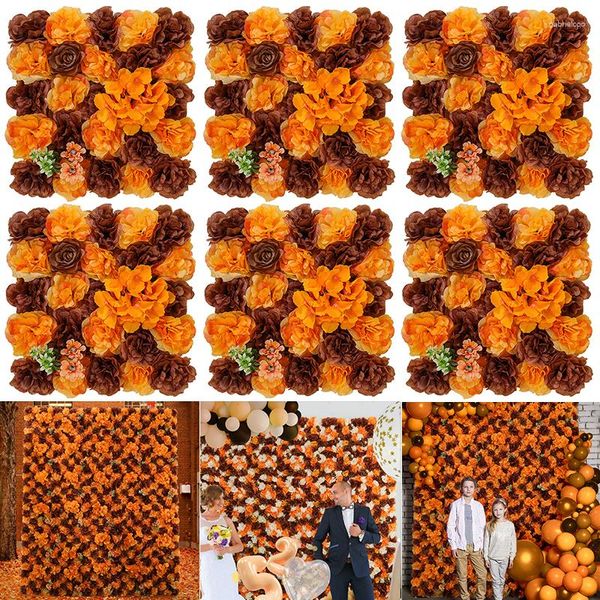 Flores decorativas 6pcs painéis de tela de parede artificial romântico floral pano de fundo cobertura outono colheita decoração de casa fundo de festa de casamento