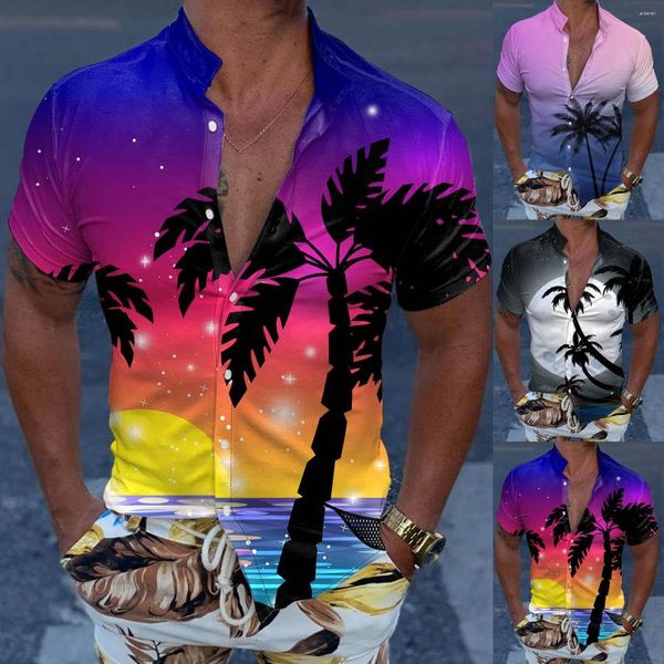 Herren-T-Shirts, Utility-Tasche, lässig, kurzärmelig, für Frühling und Sommer, Umlegekragen, 3D-gedrucktes Großvater-Shirt für Groß und Groß