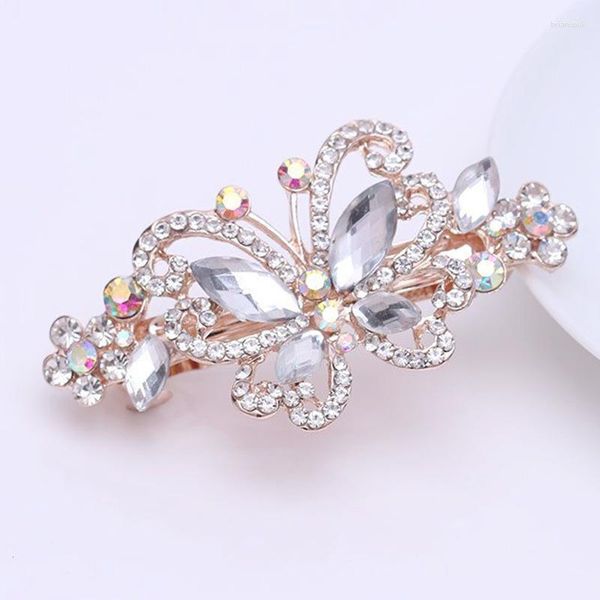 Клипки для волос мода белая и синяя хрустальная бабочка бабочка Barrette Leaf Flower Strinestone Clip для женщин украшения