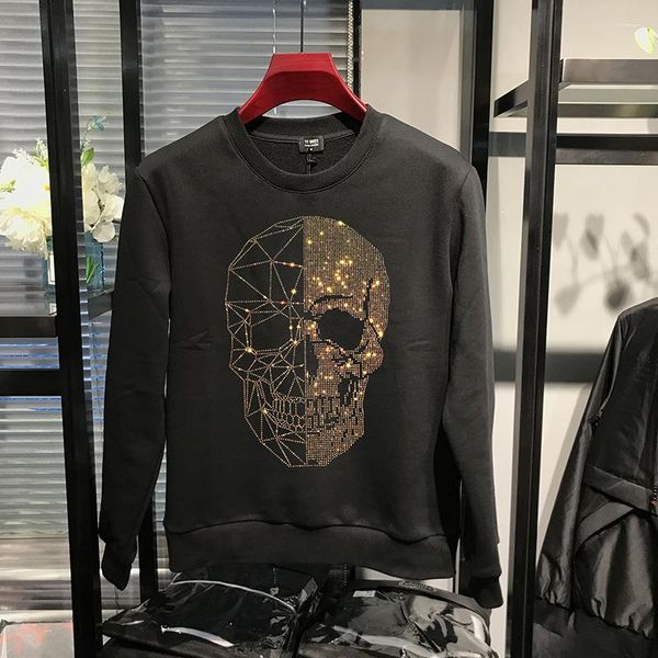 Felpe con cappuccio da uomo Europa 2023 Autunno e inverno Top Felpa con cappuccio da uomo Skull Diamond Fashion Fleece Warm Casual Sports Shirt Felpa con cappuccio Hip Hop