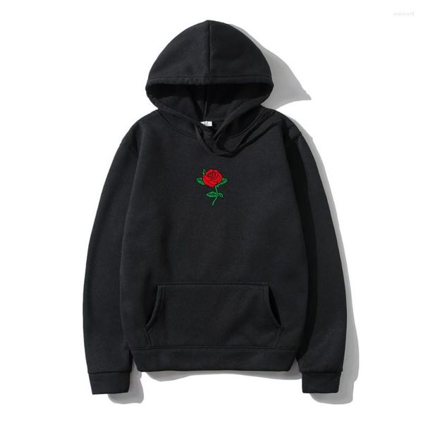 Herren Hoodies Harajuku Hoodie Sweatshirt Männer Streetwear Rose Blume Drucken Tops Pullover Herren Hoody Mit Kapuze Trainingsanzug Kleidung