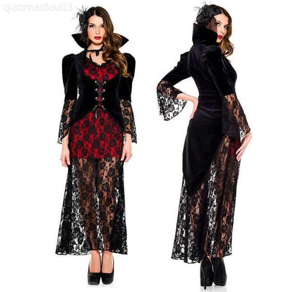 Costume a tema Nuovo Halloween Arriva per le donne Vampiro adulto Spaventoso Diavolo Mago Ragno Regina Festa di carnevale Abbigliamento sexy in pizzo L230804