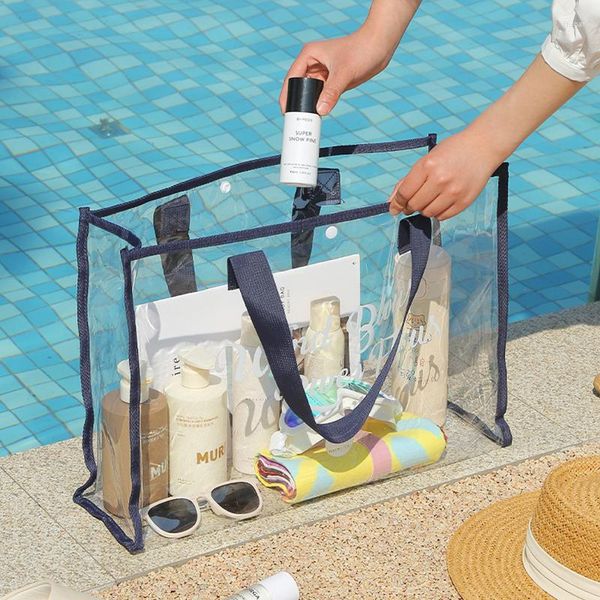 Сумки для хранения летние многофункциональные водонепроницаемые плавательные мешки Прозрачная мощность Портативные открытые пляжные туалетные принадлежности сумочка