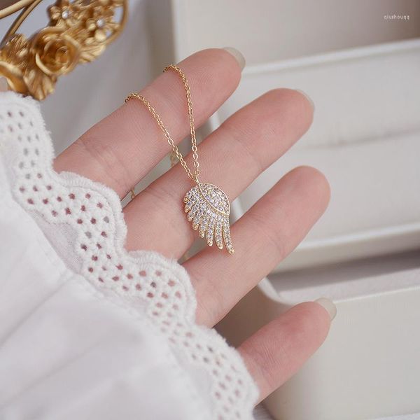 Подвесные ожерелья Поступление Микровиночное циркон, полная кристаллических перьев, изящное ежедневно для женской праздничной ключицы колье